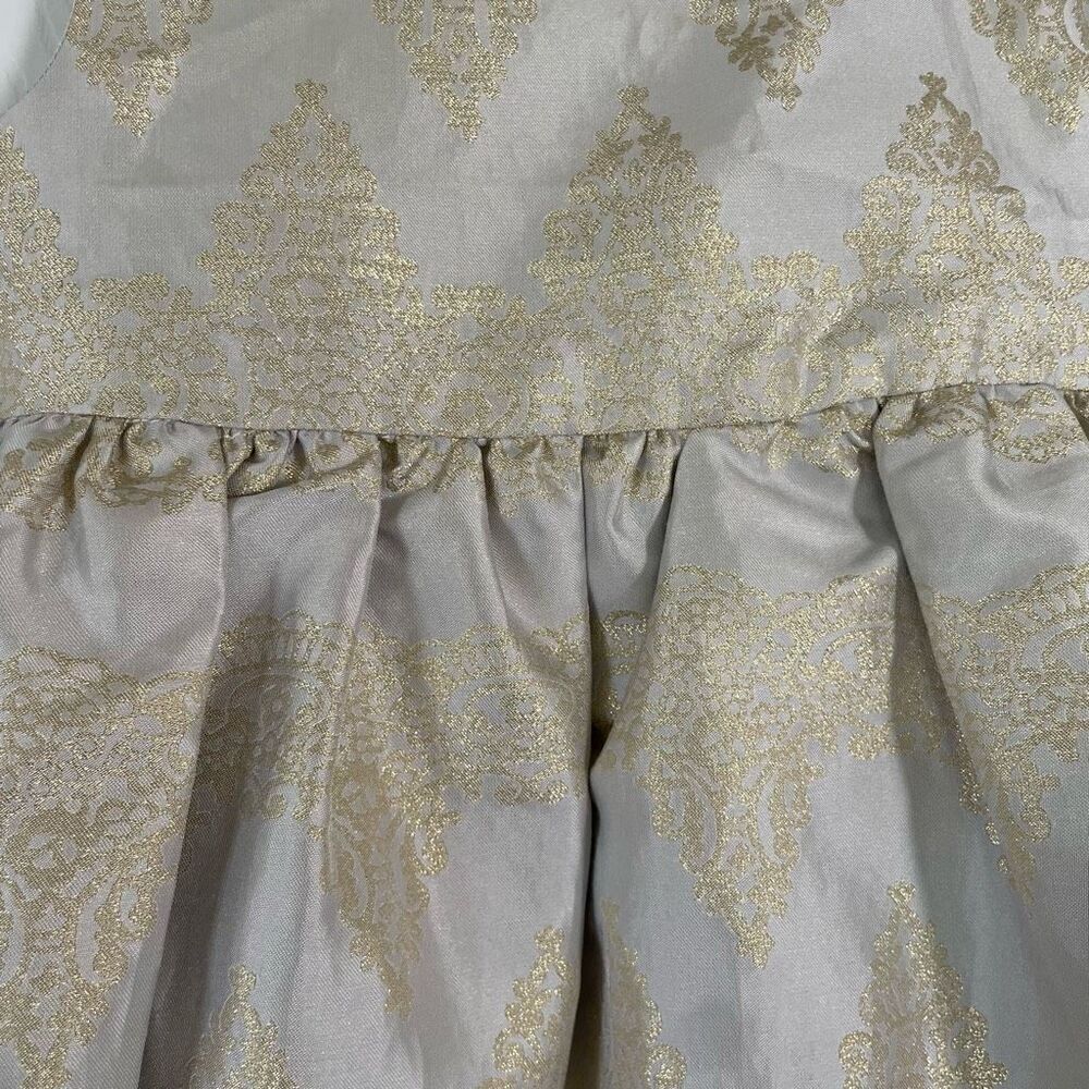 Monsoon Little Girls Damask Occasion Dress Puffy Silver/Gray and Gold Size 7/8 - Picture 4 of 15